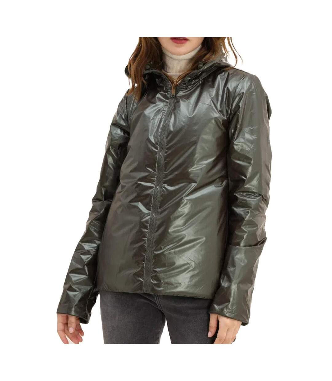 Veste imperméable kaki femme laura jo mi-saison court-1