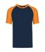T-shirt bicolore baseball - Homme - K330 - bleu marine et orange