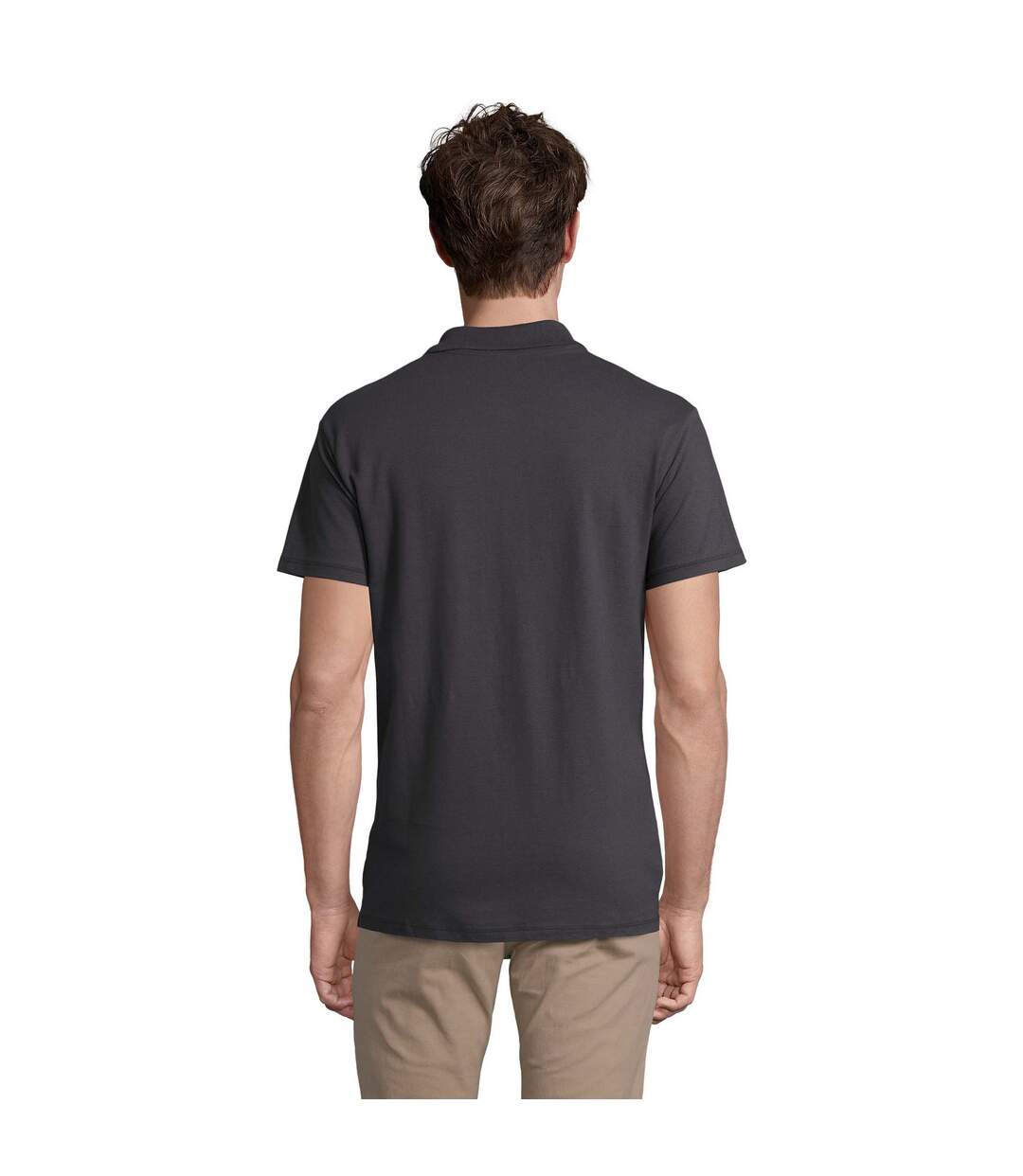 Polo Spring Homme Gris Foncé Uni SOLS-2