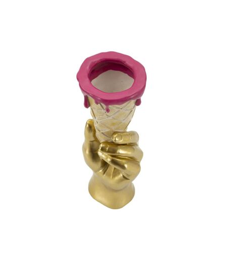Vase Déco en Résine Cône 31cm Or