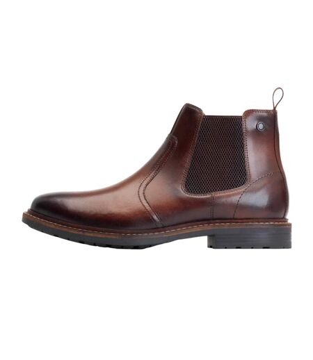 Mens Bloom Leather Chelsea Boots Burnt Brown Base London