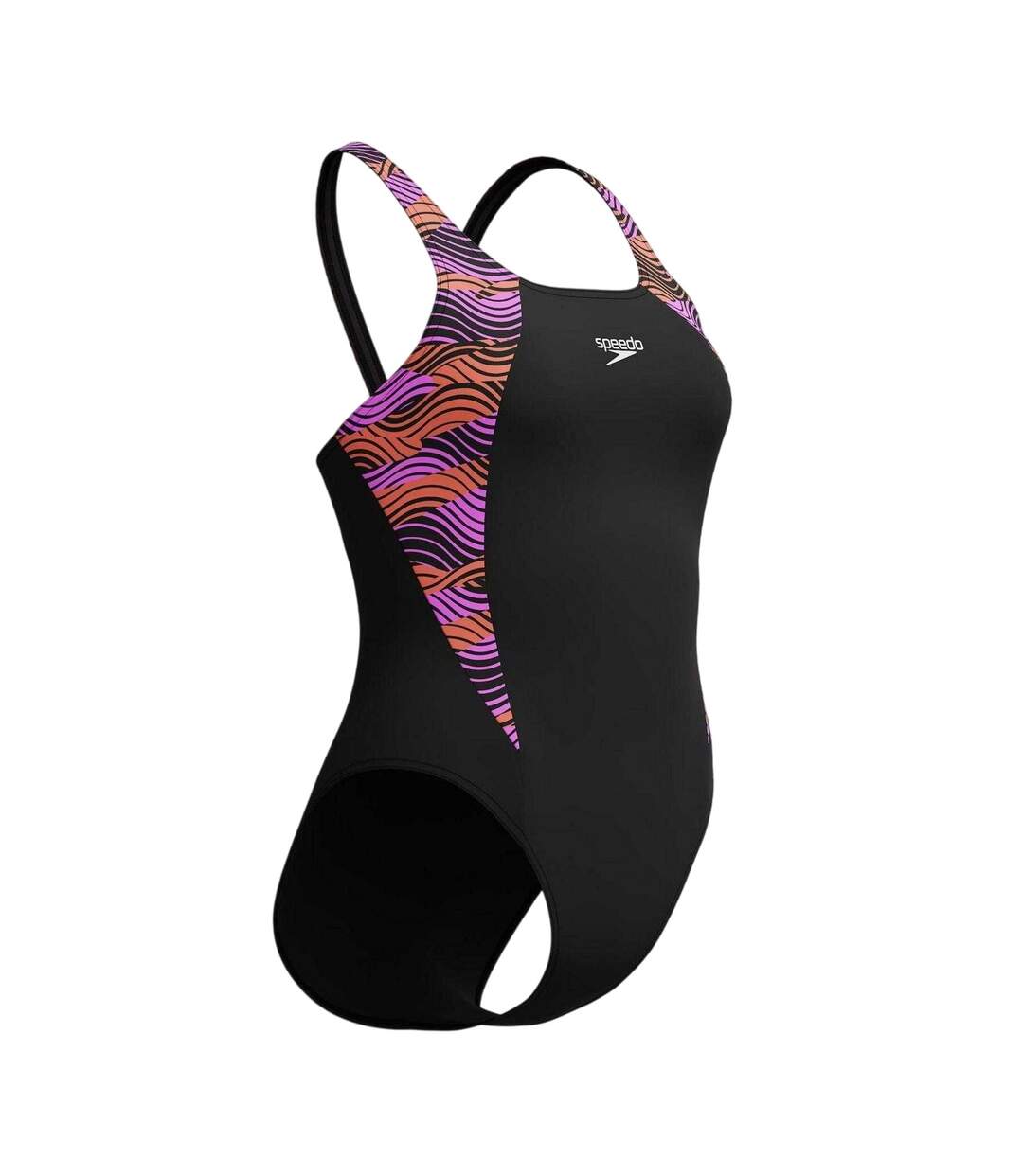 Womens/ladies Splice One Piece Swimsuit Black Pink Speedo-3