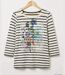 MAYFLOWER KA9631A - Tee-shirt manches 3/4 en coton stretch à imprimé graphique marine et blanc-2
