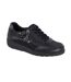 Womens/ladies leather extra wide trainers black Boulevard