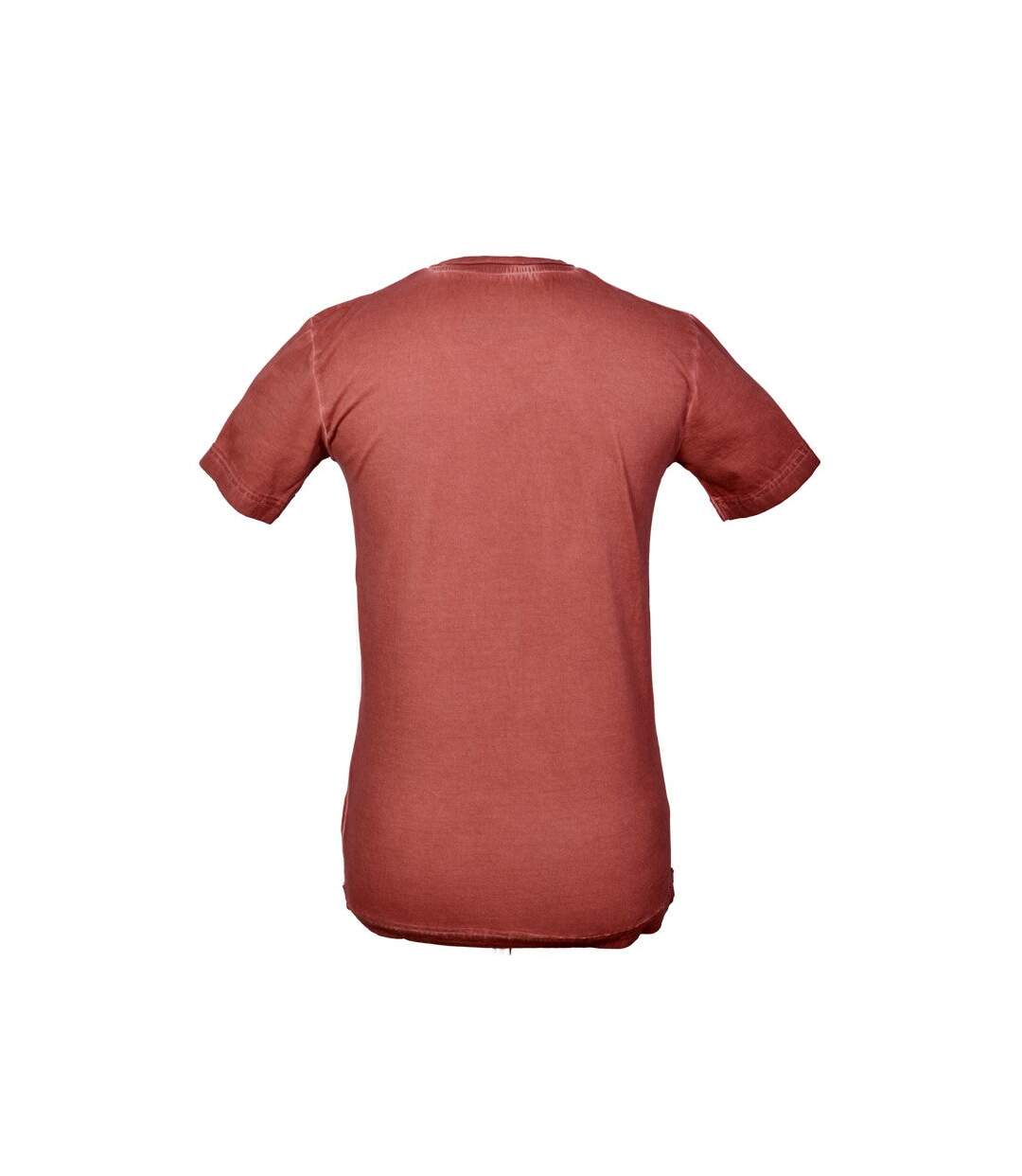 Tee shirt manches courtes homme couleur orange col V