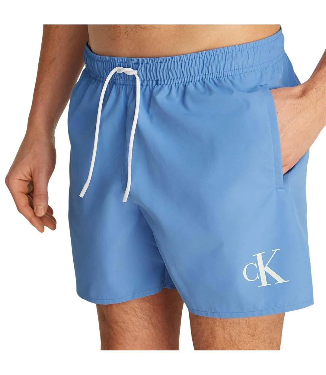 Mens Contrast Logo Regular Swim Shorts Glacier Calvin Klein-4