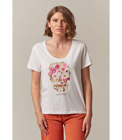 T-shirt à manches courtes pour femme à motif floral FLOWERSKULL