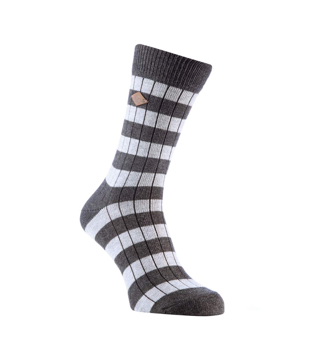 2 Pack Mens Cotton Patterned Striped Ribbed Boot Socks-3