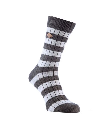 2 Pack Mens Cotton Patterned Striped Ribbed Boot Socks