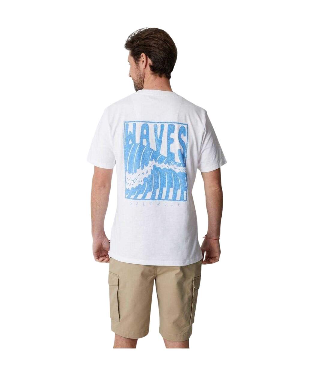 Mens Argyle Waves Regular T-shirt White Saltwell-3