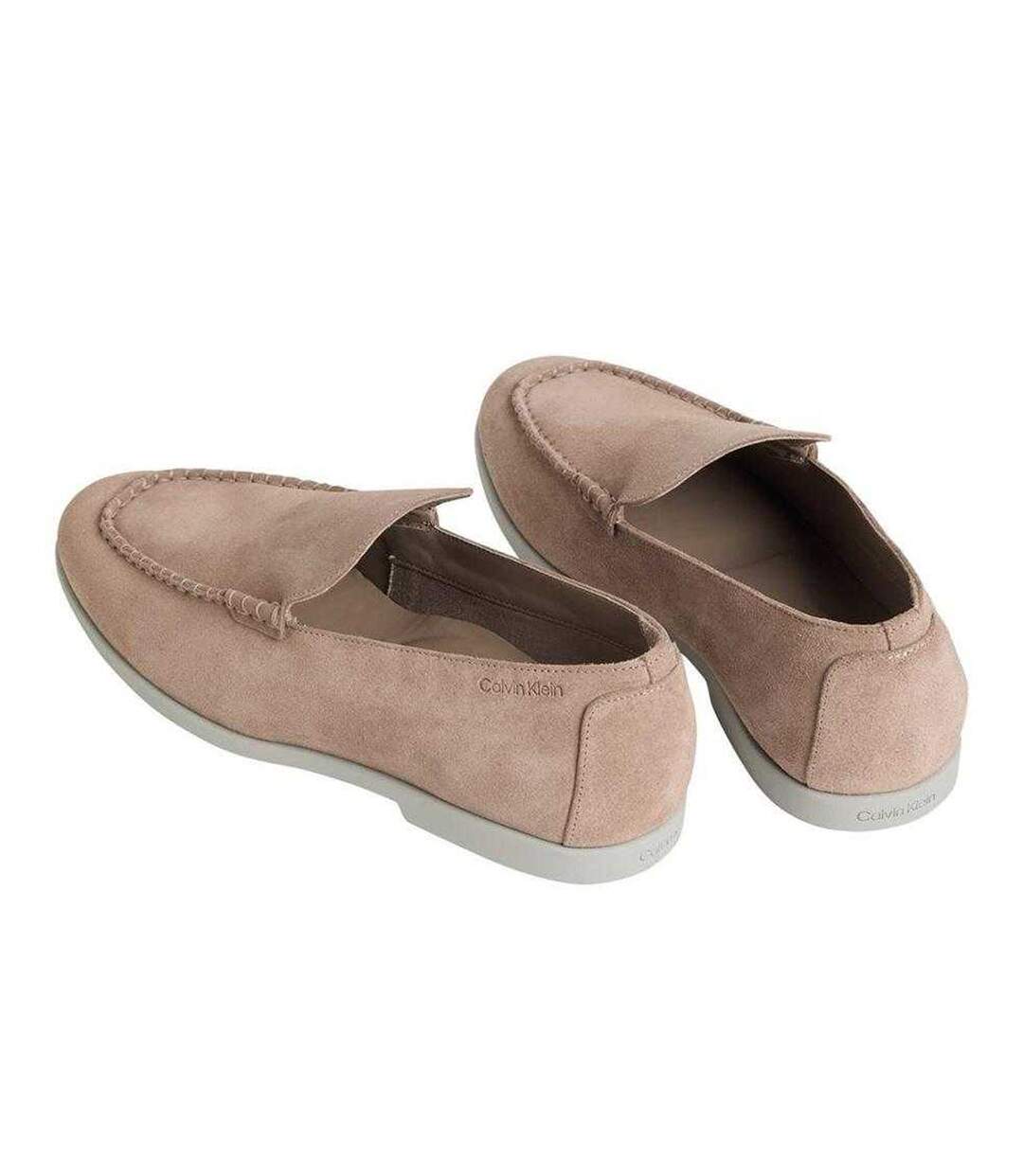 Mens Suede Flat Loafers Taupe Calvin Klein-2