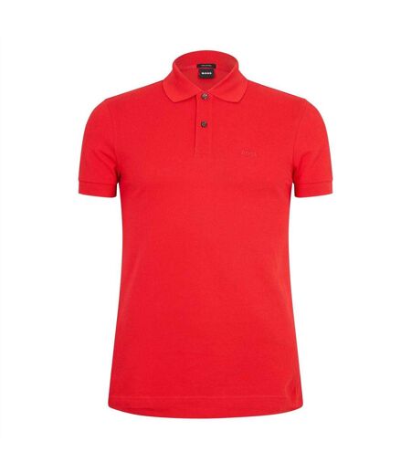 Mens Firenze Cotton Polo Shirt Bright Red Boss