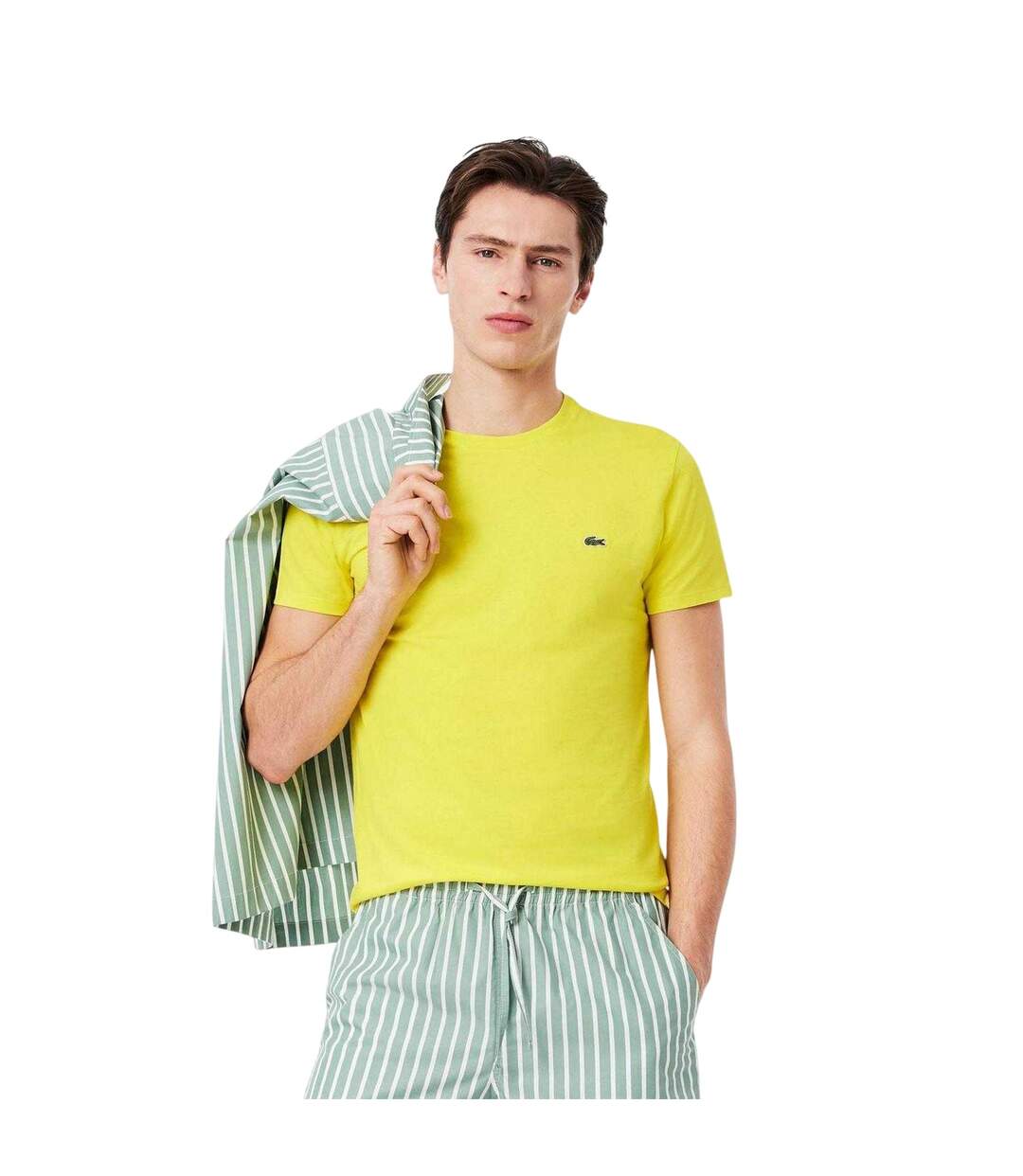 T-shirt Motif/style Brodé Homme Jaune Lacoste-4