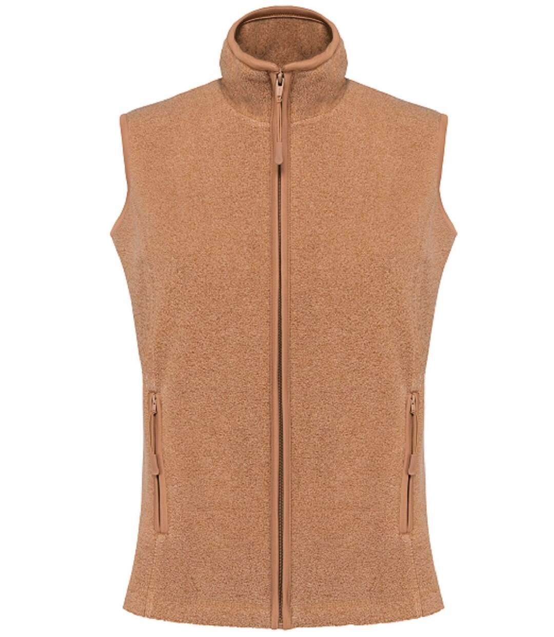 Gilet sans manches micro polaire femme - K906 - beige camel chiné heather