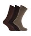 Unisex Big Foot Comfort Fit Diabetic Socks (3 Pairs) (Tan/Brown/Dark Brown) - UTMB518