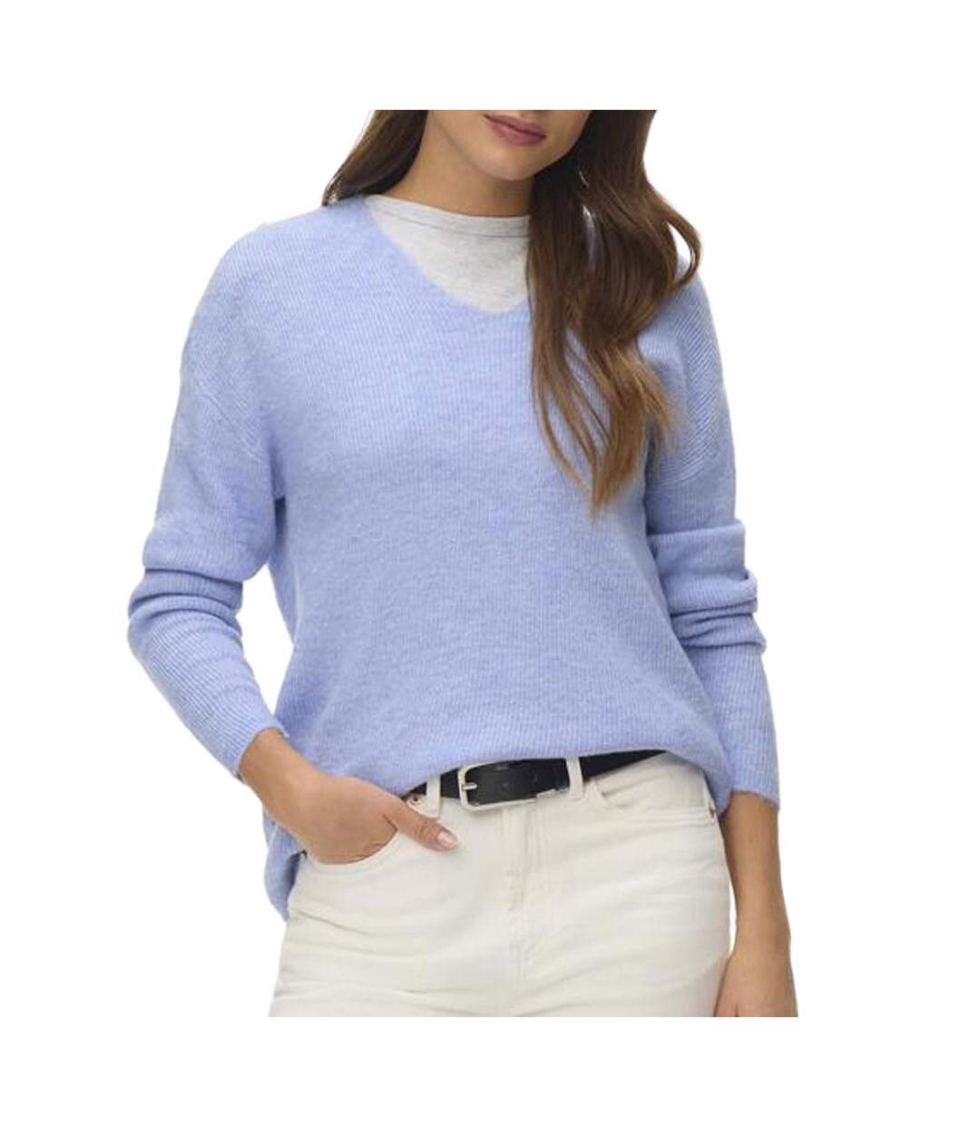Pull bleu femme vero moda crew-1