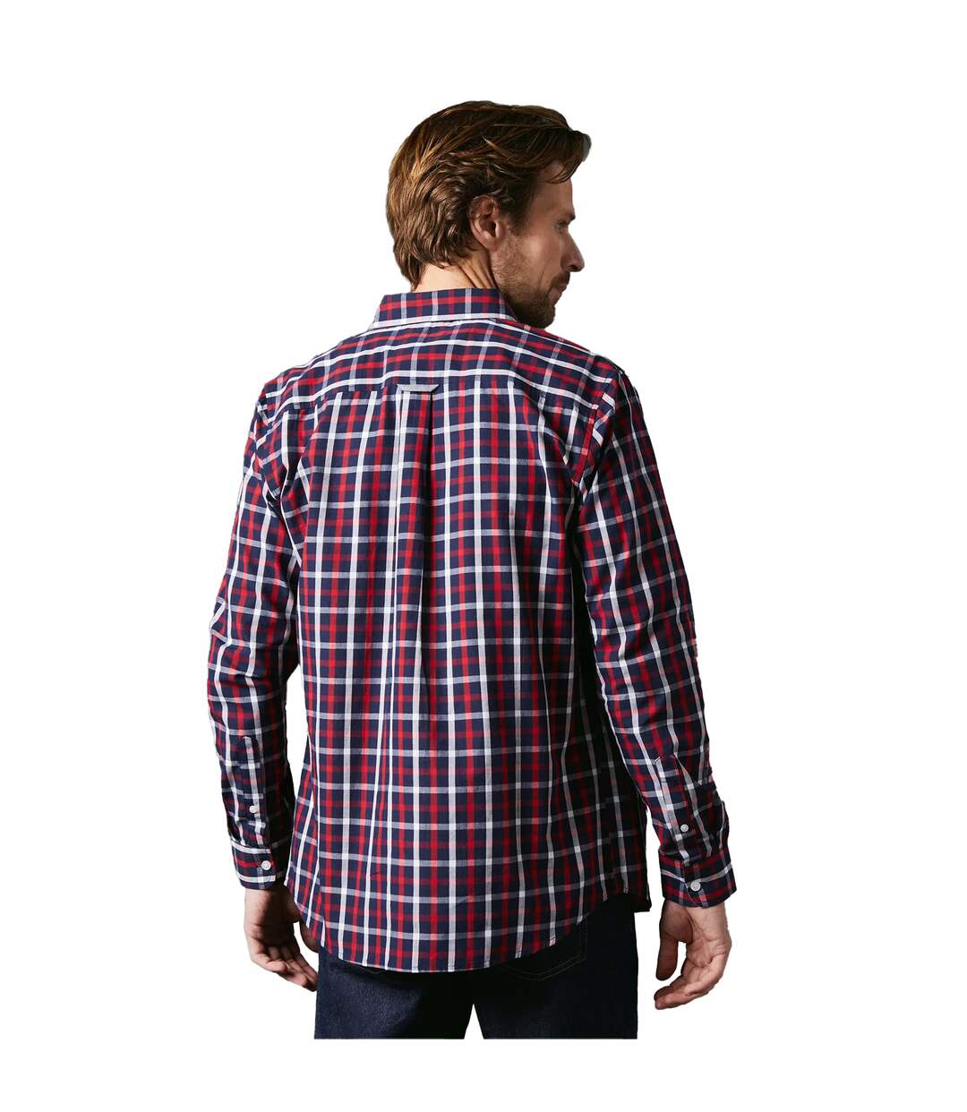 Mens Tattersall Check Long-sleeved Shirt Red Maine-2
