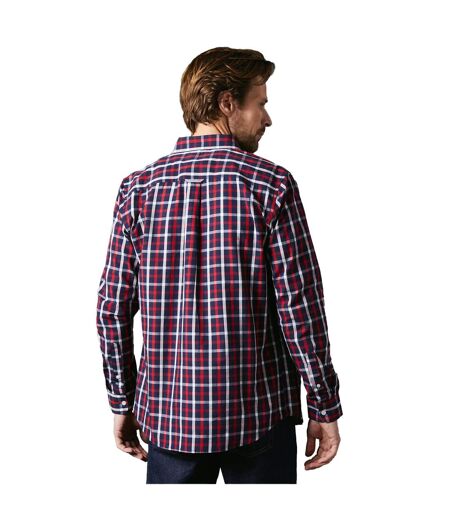 Mens Tattersall Check Long-sleeved Shirt Red Maine