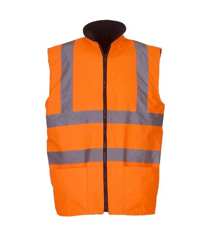 Unisex adult hi-vis fleece reversible gilet orange Yoko