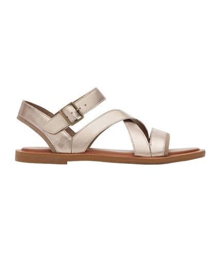 Womens/ladies sloane leather sandals gold Toms