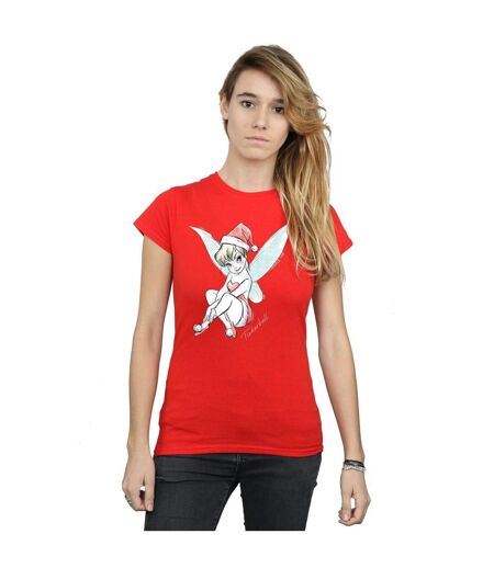 Disney T-shirt en coton Femme/Femme Fée Clochette de Noël (Rouge) - UTBI43841