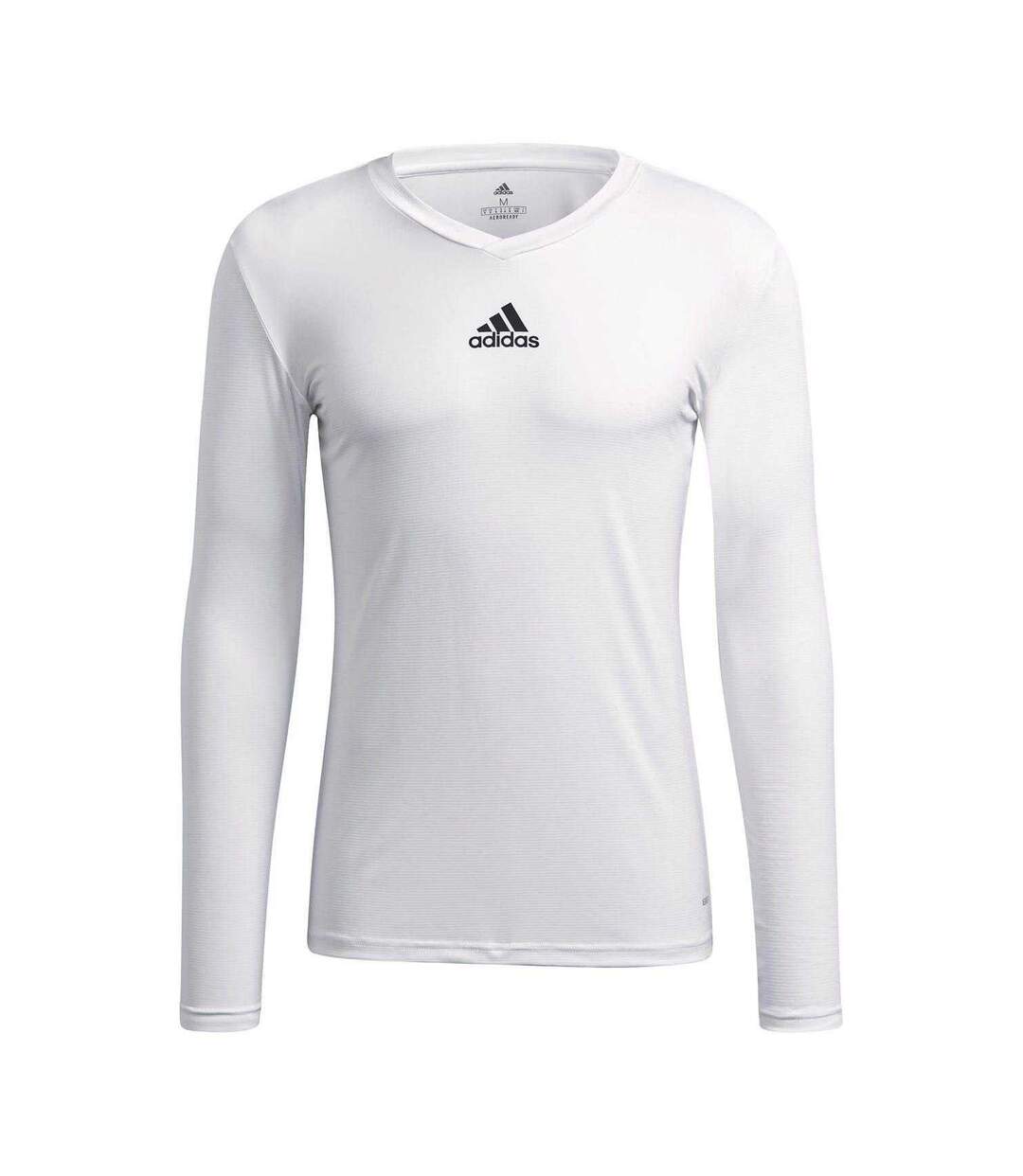 Mens Team Base Long-sleeved T-shirt White Adidas-1
