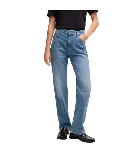 Womens/ladies Ada High Waist Jeans Blue Boss