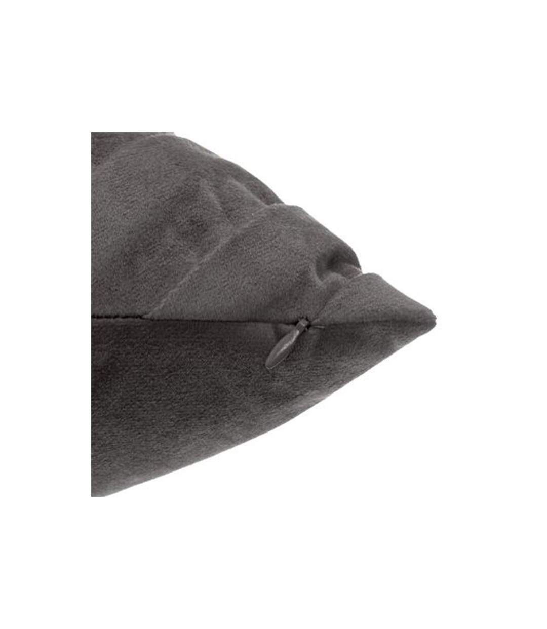 Coussin Déhoussable Velours Tressé 40x40cm Gris-2