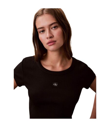 Haut Court Motif/style Côtelé Femme Noir Calvin Klein