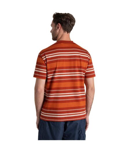T-shirt Manches Courtes Motif/style À Rayures Pointer Homme Rouge Orange À Rayures Craghoppers