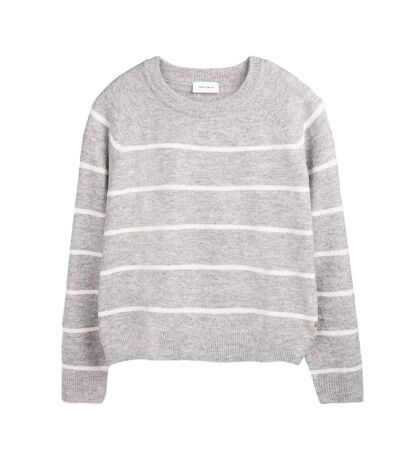 Pull à rayure gris/blanc femme teddy smith plali - l