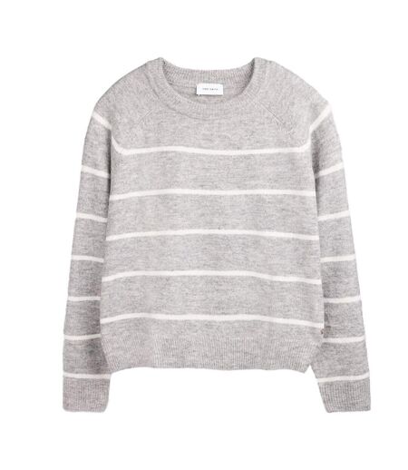 Pull à rayure gris/blanc femme teddy smith plali - l