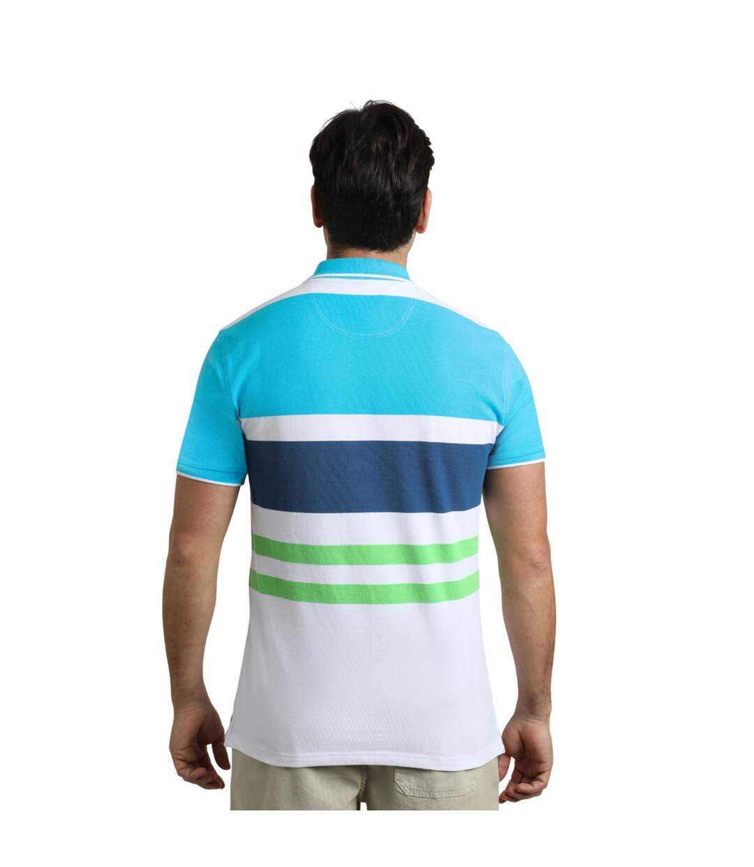 Mens sunbury stripe organic cotton polo shirt ocean Weird Fish-4