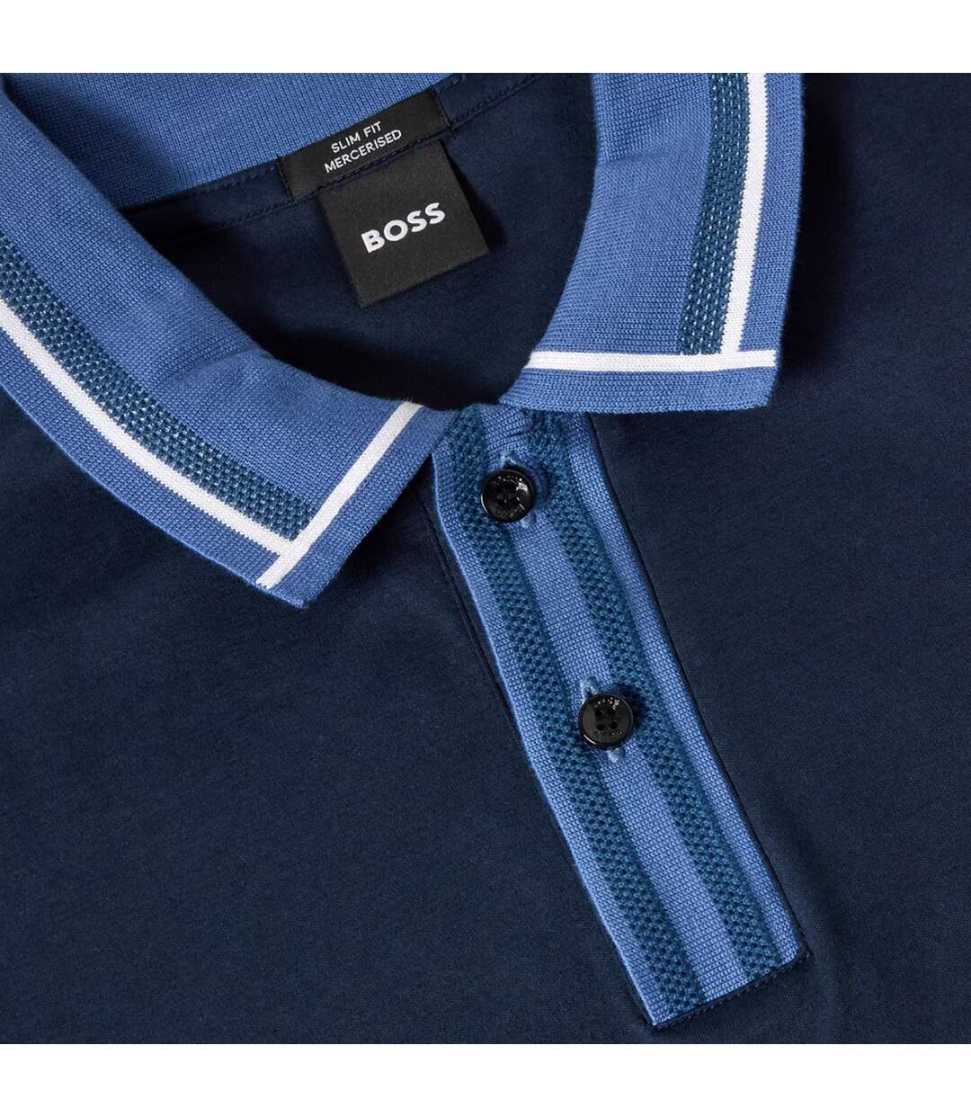 Polo Manches Courtes Motif/style Détail Contrasté Homme Bleu Foncé Boss-3