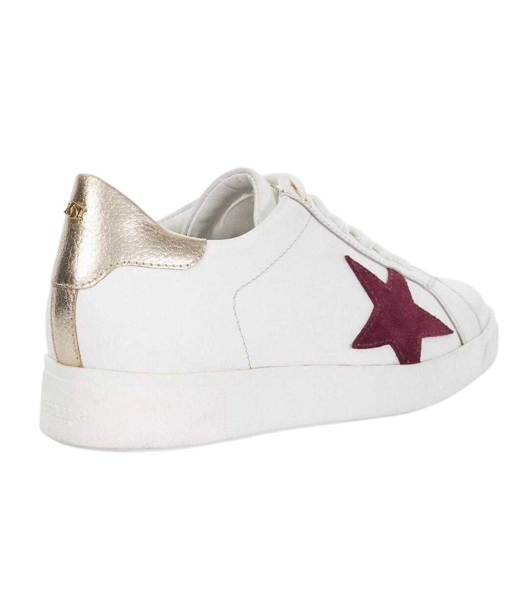 Womens/ladies Edriss Metallic Star Canvas Platform Trainers White Red Dune London-2