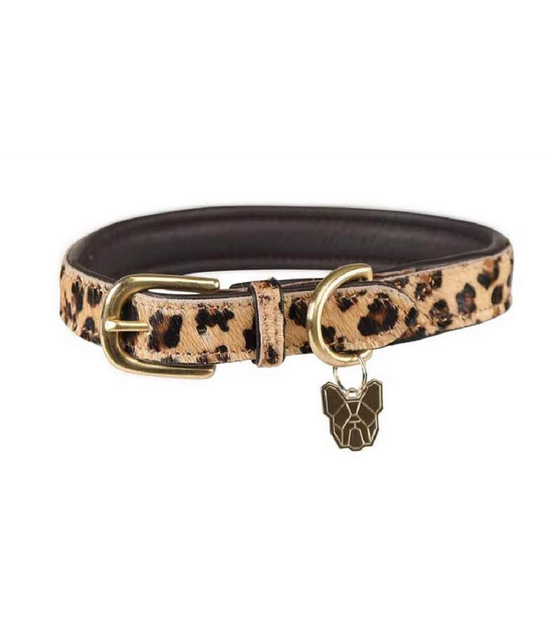 Leopard print cow hair leather dog collar xxs neckline: 20cm-28cm brown/black Digby & Fox-1