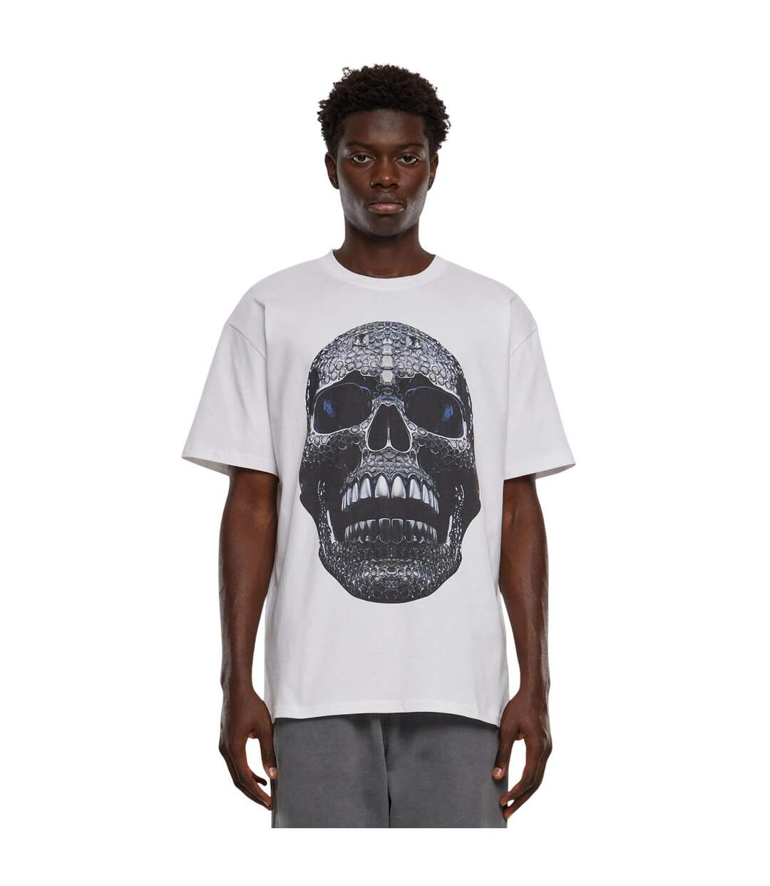 Mens Diamond Skull Oversized T-shirt White Forgotten Faces-1