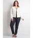 Veste sans col boutonnée courte tissu natté uni-3