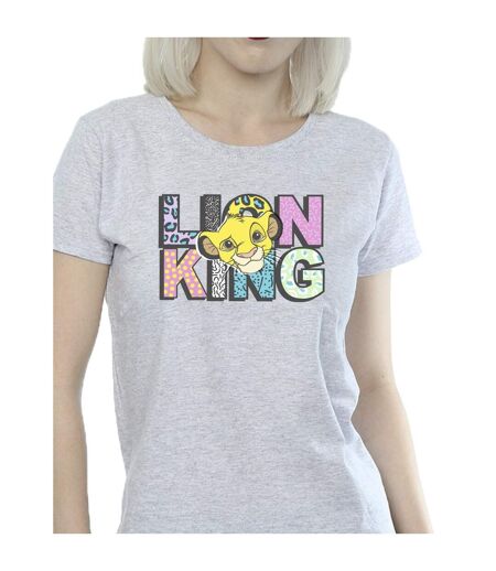 Disney T-shirt en coton avec logo à motif du Roi Lion - Femme/Ladies (Gris sportif) - UTBI25284