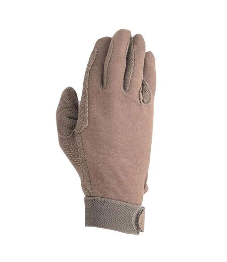 Adults Cotton Pimple Palm Riding Gloves Brown Hy5