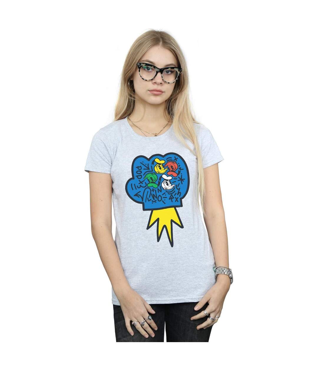 Disney Femme/Les femmes Donald Duck Pop Fist - T-shirt en coton (Gris sportif) - UTBI32296-2