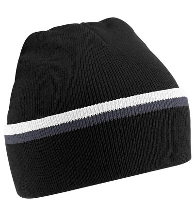 Beechfield Unisex Knitted Winter Beanie Hat (Black/Graphite Grey/White) - UTRW251