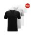 Lot De 3  T-shirts Motif/style Logo Brodé Homme Blanc Noir Gris Boss-1
