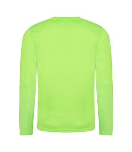 Just Cool Mens Long Sleeve Cool Sports Performance Plain T-Shirt (Electric Green)