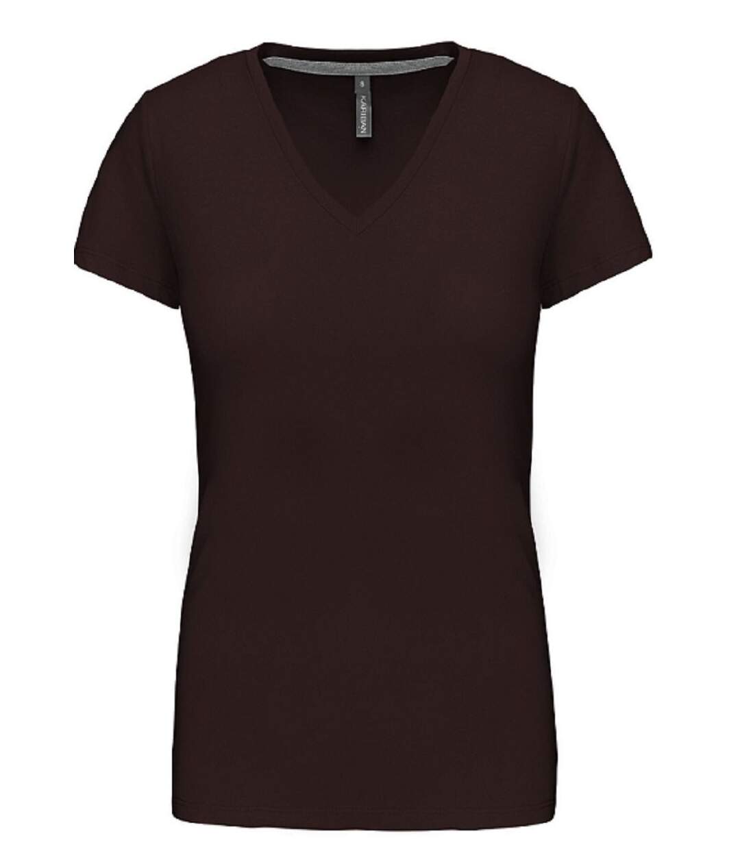 T-shirt manches courtes col V - K381 - marron chocolat - femme-1