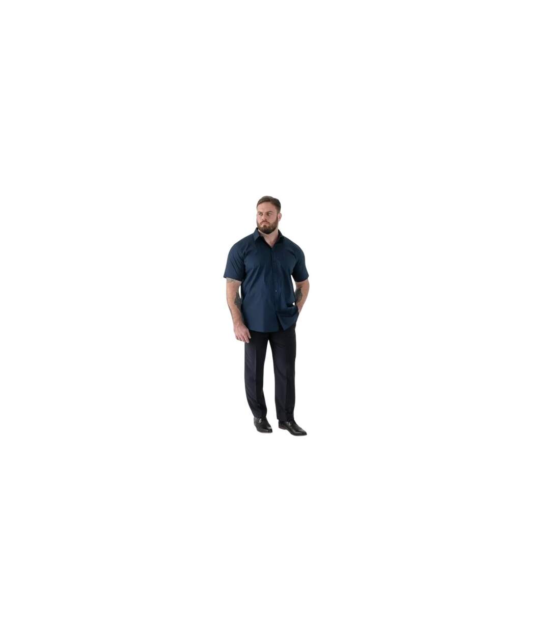 Mens D555 Lucas Stretch Kingsize Short-sleeved Shirt Navy Duke-1