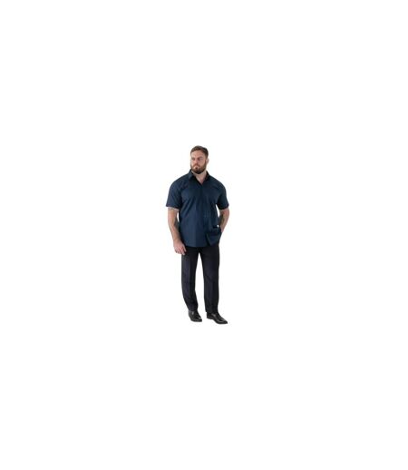 Mens D555 Lucas Stretch Kingsize Short-sleeved Shirt Navy Duke