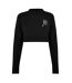Womens/ladies Jeans Chest Logo Mock Neck Crop Top Black Calvin Klein-1
