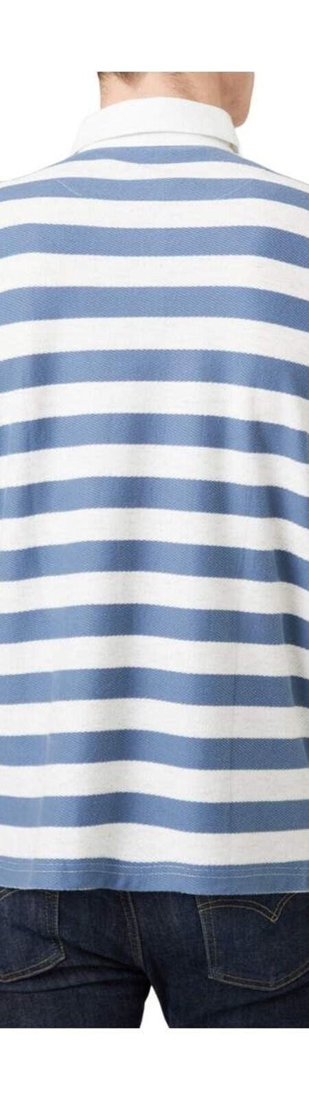 Maine Mens Textured Stripe Short-Sleeved Rugby Top (Navy) - UTDH6520