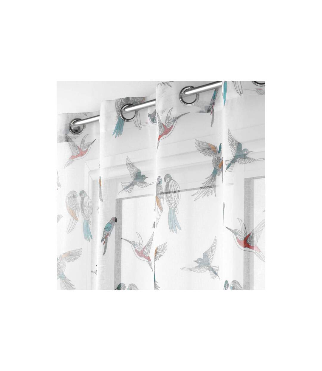 Rideau Voilage à Œillets Imprimé Envolia 140x240cm Blanc-2